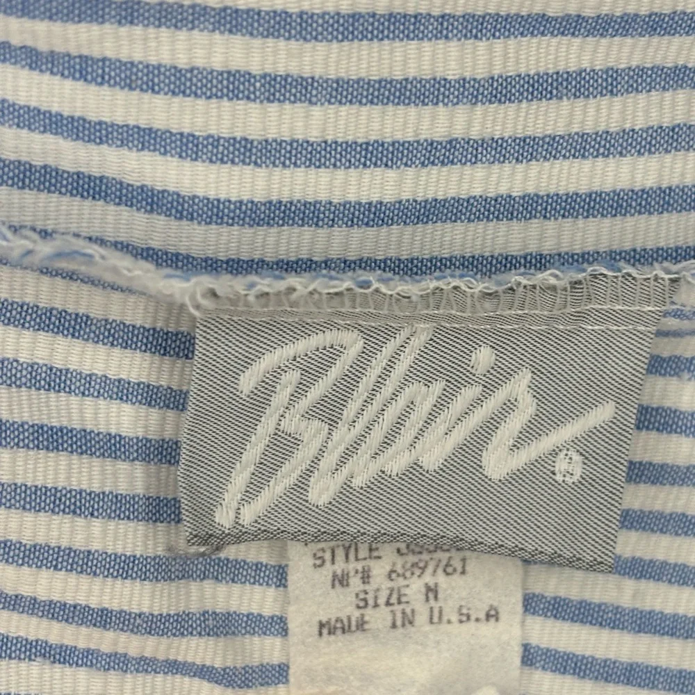 Vintage blair‎ womens walking shorts striped Blue cotton Sz Medium pull on 80s